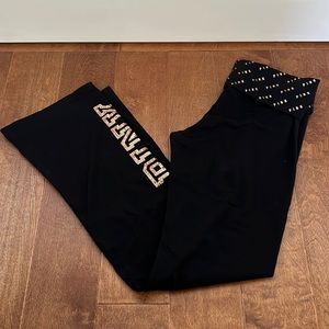 PINK COTTON FOLDOVER FLARE YOGA PANTS SIZE L